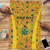 Custom Ghana Football Puzzle Yellow Adinkra Pattern - Wonder Print Shop