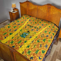 Custom Ghana Football Quilt Yellow Adinkra Pattern - Wonder Print Shop