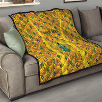 Custom Ghana Football Quilt Yellow Adinkra Pattern - Wonder Print Shop