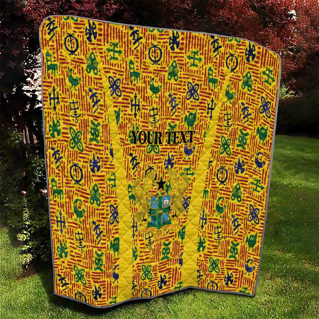 Custom Ghana Football Quilt Yellow Adinkra Pattern - Wonder Print Shop
