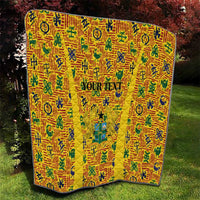 Custom Ghana Football Quilt Yellow Adinkra Pattern - Wonder Print Shop