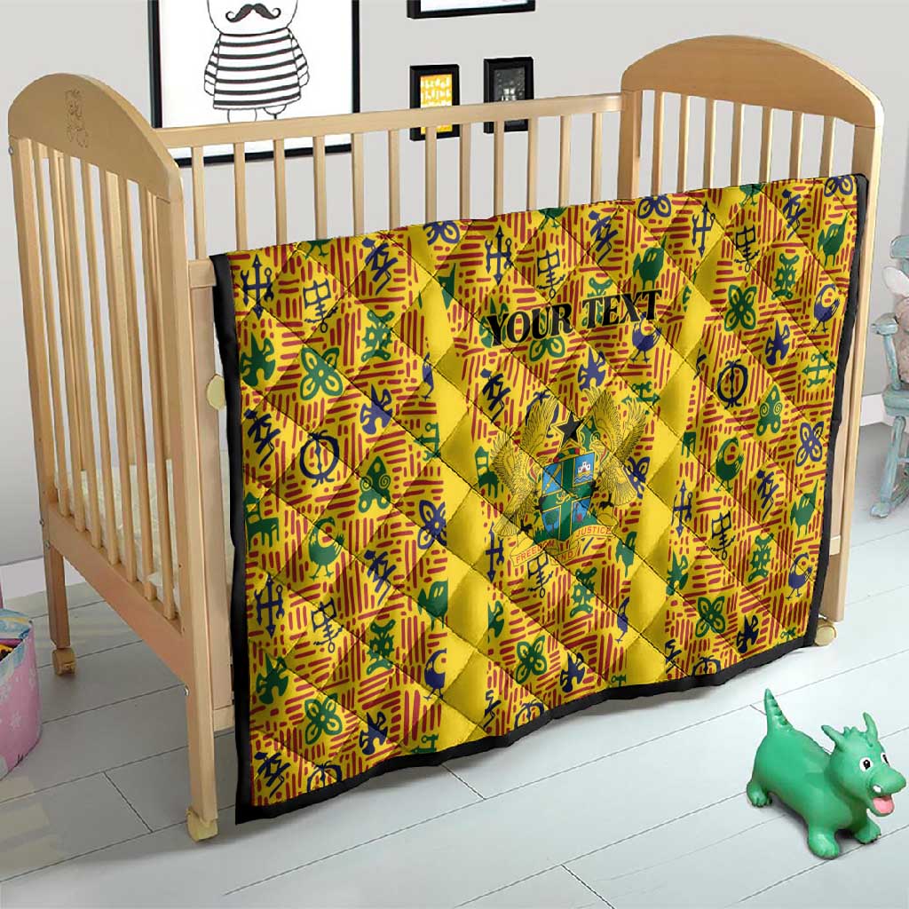 Custom Ghana Football Quilt Yellow Adinkra Pattern - Wonder Print Shop