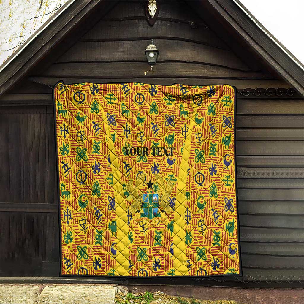 Custom Ghana Football Quilt Yellow Adinkra Pattern - Wonder Print Shop