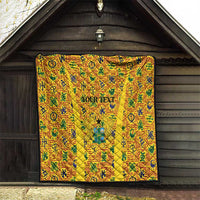 Custom Ghana Football Quilt Yellow Adinkra Pattern - Wonder Print Shop
