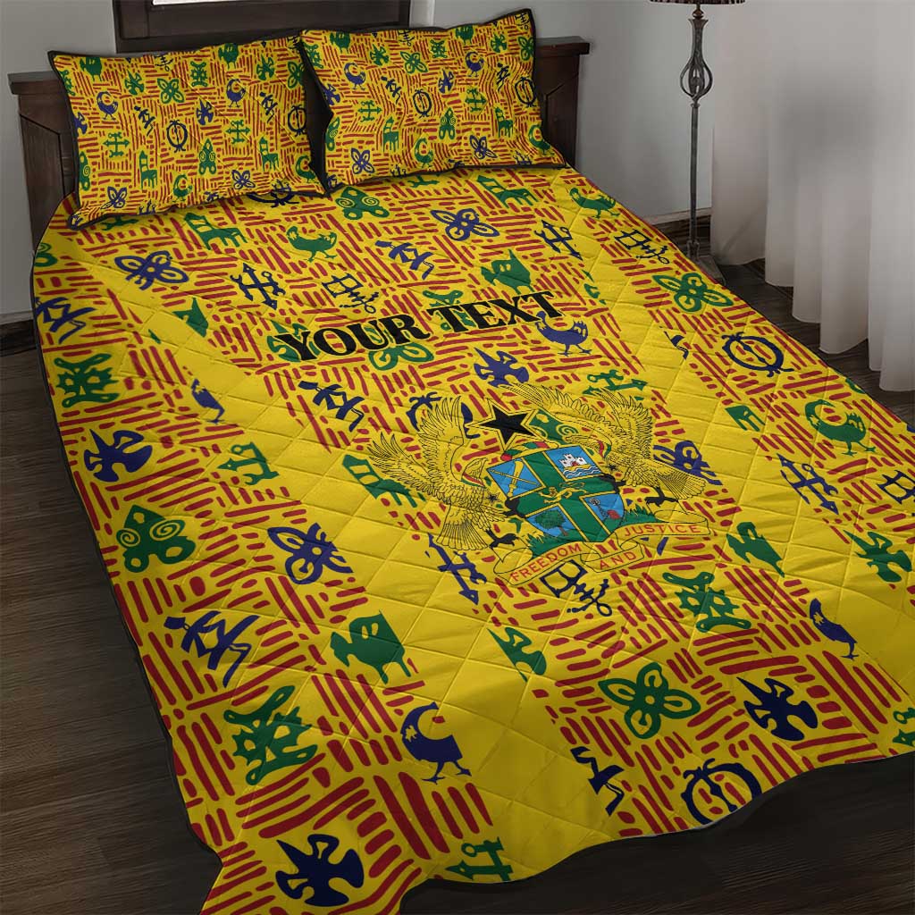 Custom Ghana Football Quilt Bed Set Yellow Adinkra Pattern - Wonder Print Shop