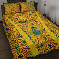 Custom Ghana Football Quilt Bed Set Yellow Adinkra Pattern - Wonder Print Shop