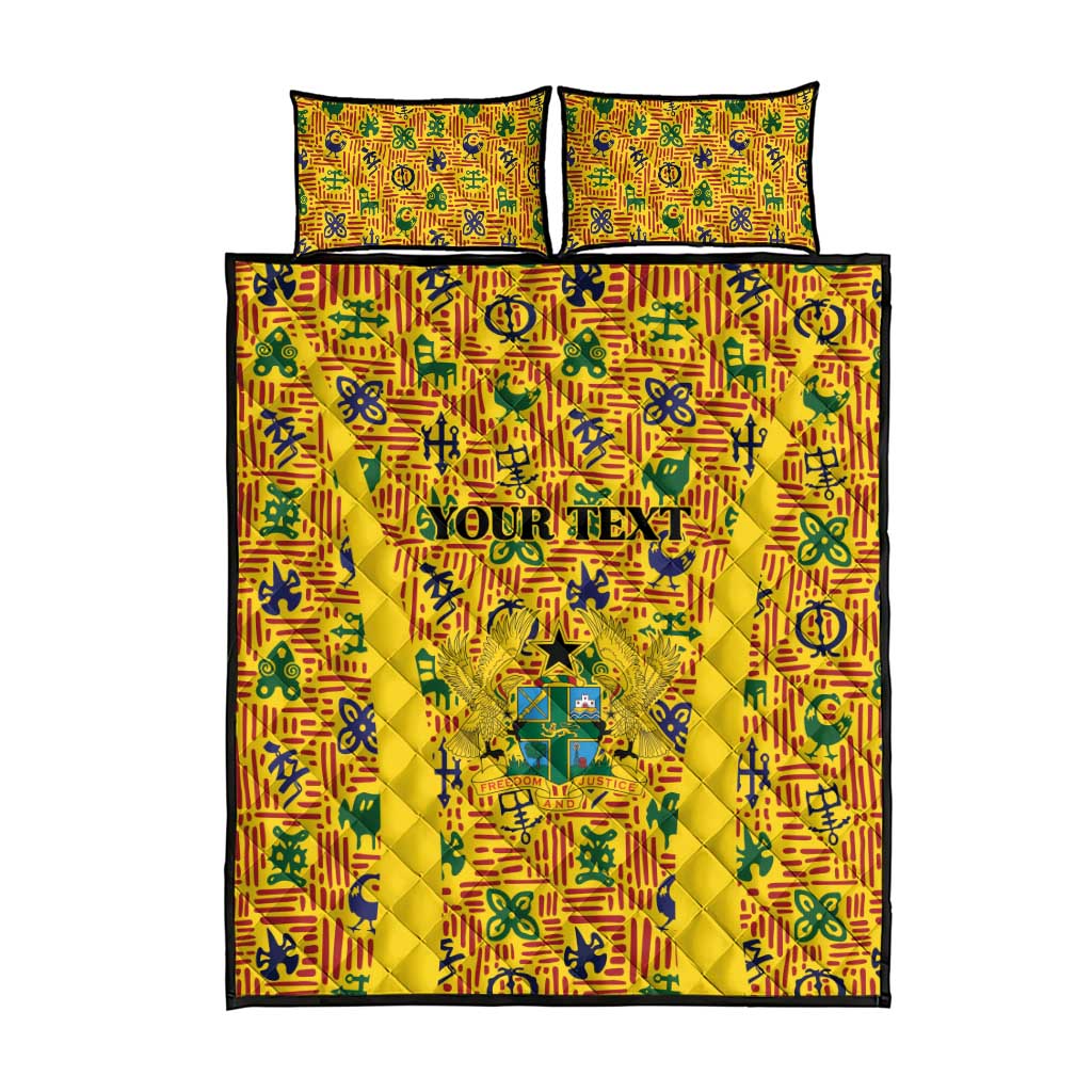 Custom Ghana Football Quilt Bed Set Yellow Adinkra Pattern - Wonder Print Shop