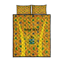 Custom Ghana Football Quilt Bed Set Yellow Adinkra Pattern - Wonder Print Shop
