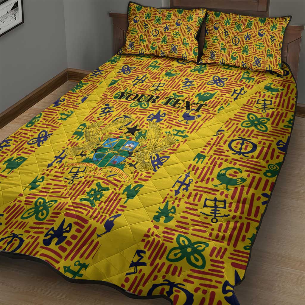 Custom Ghana Football Quilt Bed Set Yellow Adinkra Pattern - Wonder Print Shop