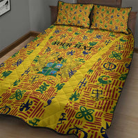 Custom Ghana Football Quilt Bed Set Yellow Adinkra Pattern - Wonder Print Shop