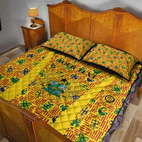 Custom Ghana Football Quilt Bed Set Yellow Adinkra Pattern - Wonder Print Shop