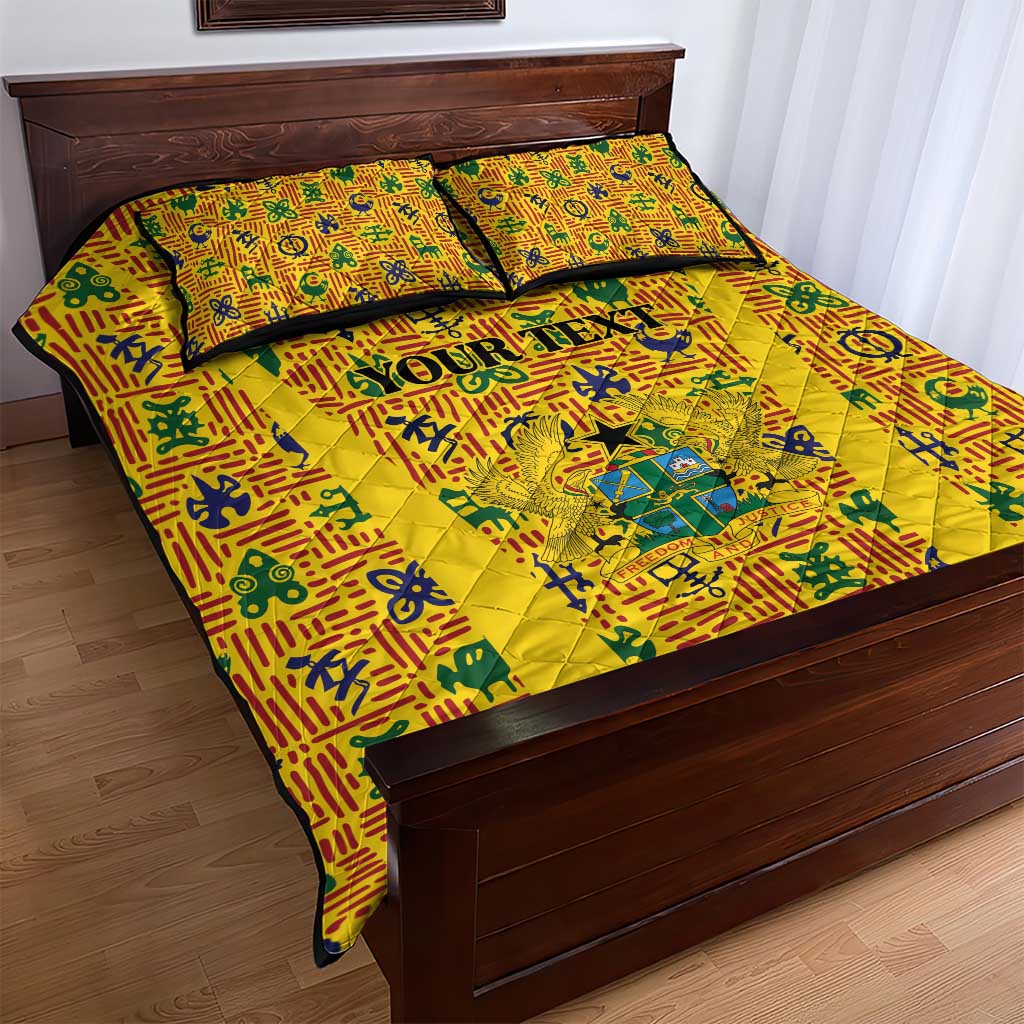 Custom Ghana Football Quilt Bed Set Yellow Adinkra Pattern - Wonder Print Shop