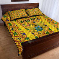 Custom Ghana Football Quilt Bed Set Yellow Adinkra Pattern - Wonder Print Shop