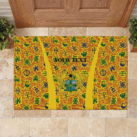 Custom Ghana Football Rubber Doormat Yellow Adinkra Pattern - Wonder Print Shop