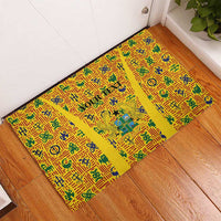 Custom Ghana Football Rubber Doormat Yellow Adinkra Pattern - Wonder Print Shop