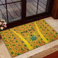 Custom Ghana Football Rubber Doormat Yellow Adinkra Pattern - Wonder Print Shop