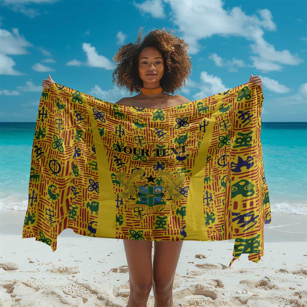 Custom Ghana Football Sarong Yellow Adinkra Pattern - Wonder Print Shop