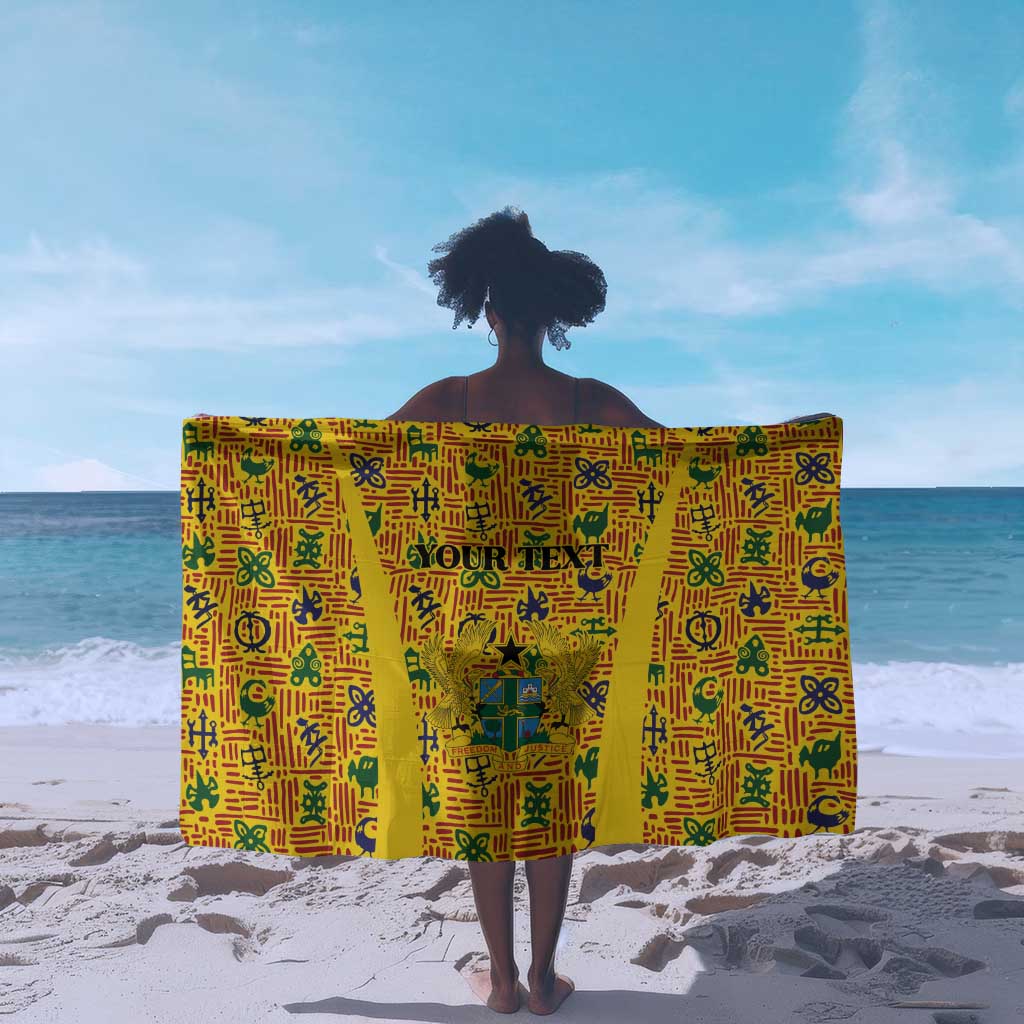 Custom Ghana Football Sarong Yellow Adinkra Pattern - Wonder Print Shop