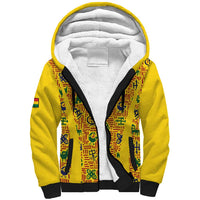 Custom Ghana Football Sherpa Hoodie Yellow Adinkra Pattern - Wonder Print Shop