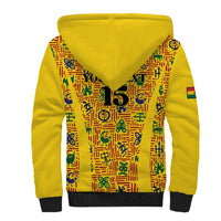 Custom Ghana Football Sherpa Hoodie Yellow Adinkra Pattern - Wonder Print Shop