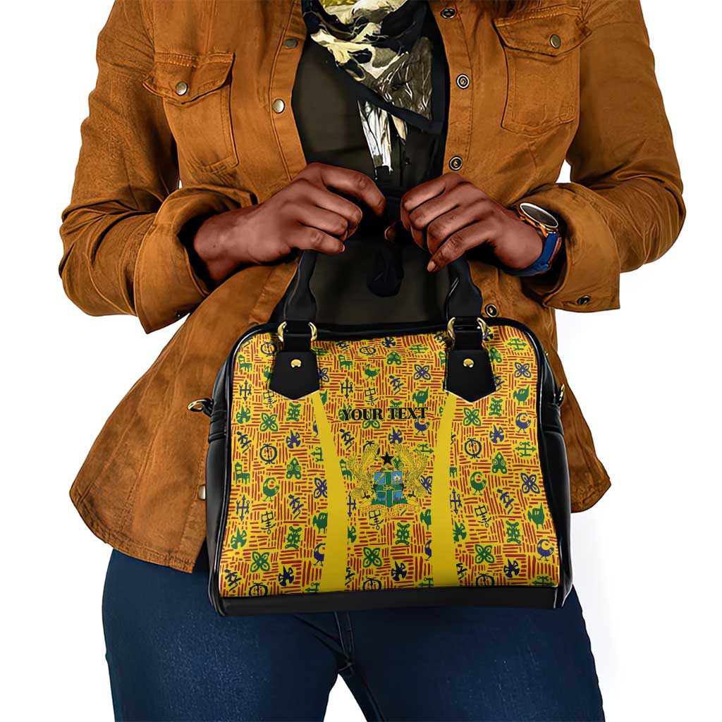 Custom Ghana Football Shoulder Handbag Yellow Adinkra Pattern - Wonder Print Shop