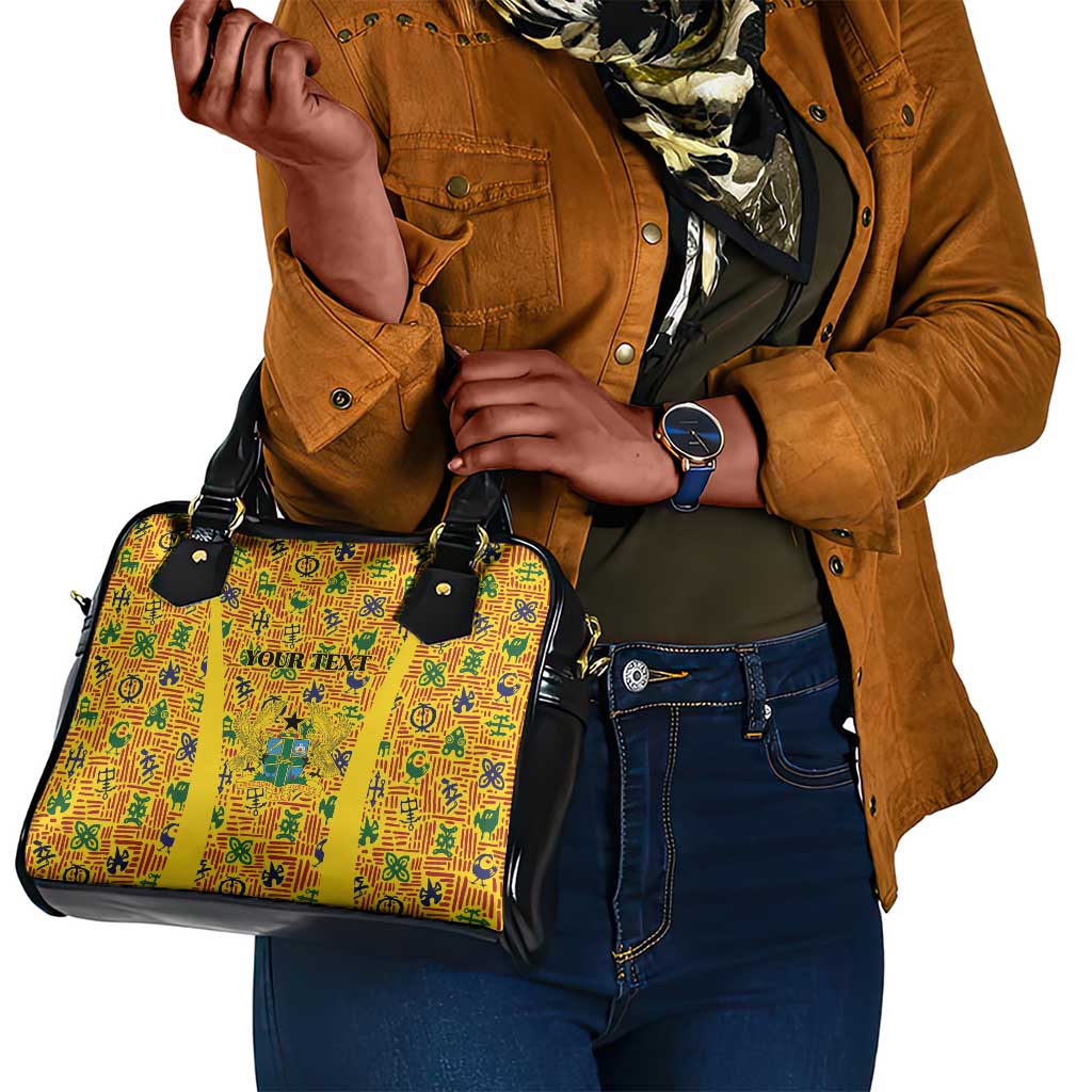 Custom Ghana Football Shoulder Handbag Yellow Adinkra Pattern - Wonder Print Shop