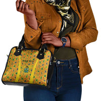 Custom Ghana Football Shoulder Handbag Yellow Adinkra Pattern - Wonder Print Shop