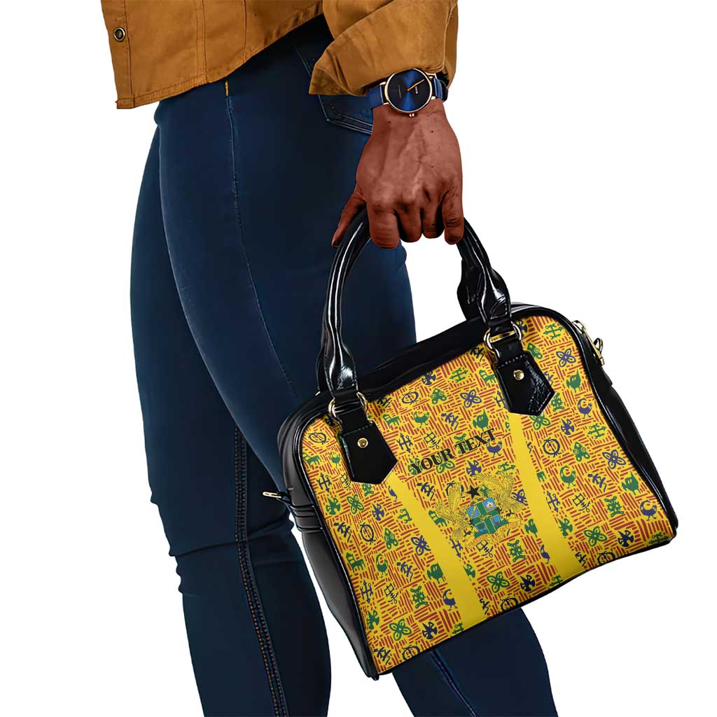 Custom Ghana Football Shoulder Handbag Yellow Adinkra Pattern - Wonder Print Shop