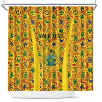 Custom Ghana Football Shower Curtain Yellow Adinkra Pattern - Wonder Print Shop