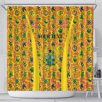 Custom Ghana Football Shower Curtain Yellow Adinkra Pattern - Wonder Print Shop