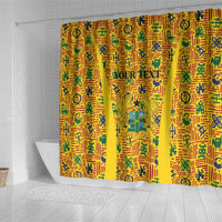 Custom Ghana Football Shower Curtain Yellow Adinkra Pattern - Wonder Print Shop