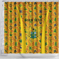 Custom Ghana Football Shower Curtain Yellow Adinkra Pattern - Wonder Print Shop