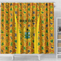 Custom Ghana Football Shower Curtain Yellow Adinkra Pattern - Wonder Print Shop