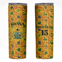 Custom Ghana Football Skinny Tumbler Yellow Adinkra Pattern - Wonder Print Shop