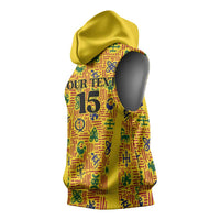 Custom Ghana Football Sleeveless Hoodie Yellow Adinkra Pattern - Wonder Print Shop