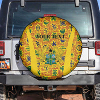 Custom Ghana Football Spare Tire Cover Yellow Adinkra Pattern - Wonder Print Shop