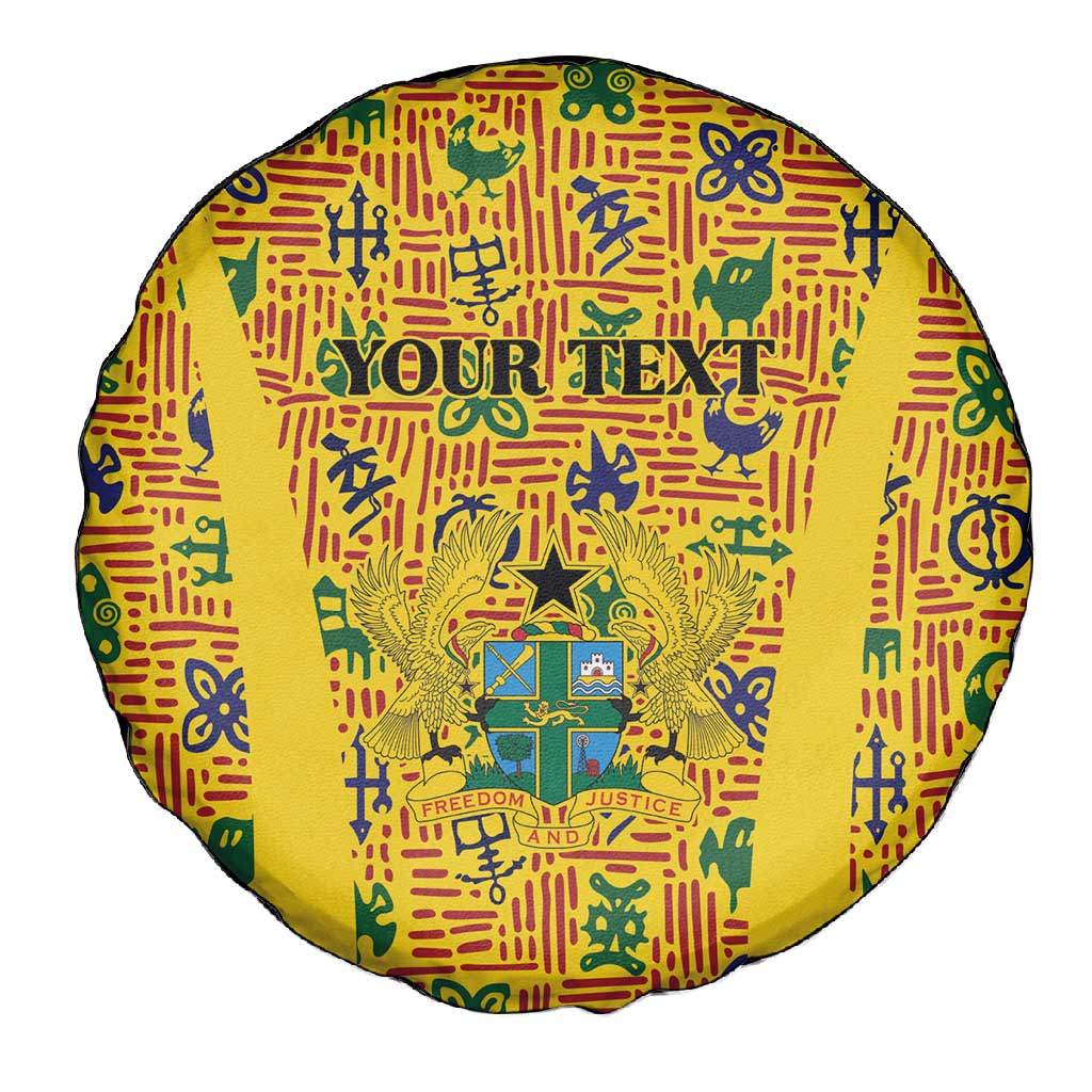 Custom Ghana Football Spare Tire Cover Yellow Adinkra Pattern - Wonder Print Shop