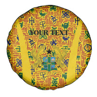 Custom Ghana Football Spare Tire Cover Yellow Adinkra Pattern - Wonder Print Shop