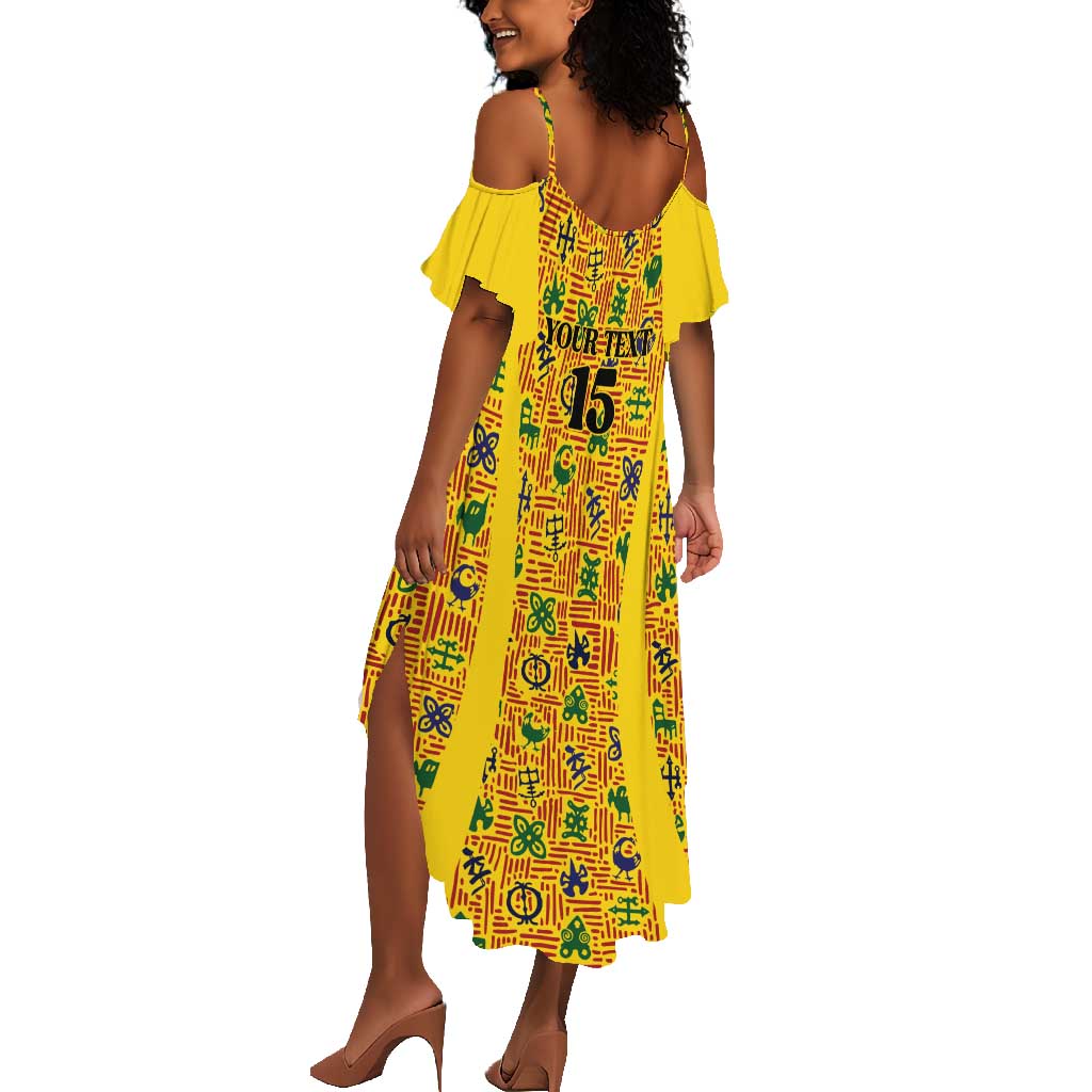 Custom Ghana Football Summer Maxi Dress Yellow Adinkra Pattern LT15