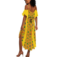 Custom Ghana Football Summer Maxi Dress Yellow Adinkra Pattern LT15