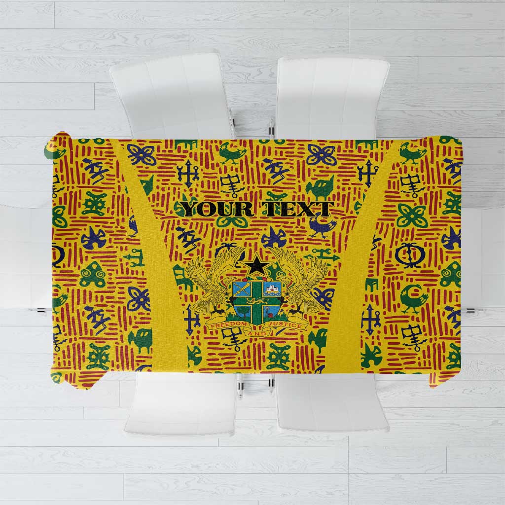 Custom Ghana Football Tablecloth Yellow Adinkra Pattern - Wonder Print Shop