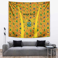 Custom Ghana Football Tapestry Yellow Adinkra Pattern - Wonder Print Shop