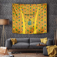 Custom Ghana Football Tapestry Yellow Adinkra Pattern - Wonder Print Shop