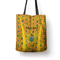 Custom Ghana Football Tote Bag Yellow Adinkra Pattern - Wonder Print Shop