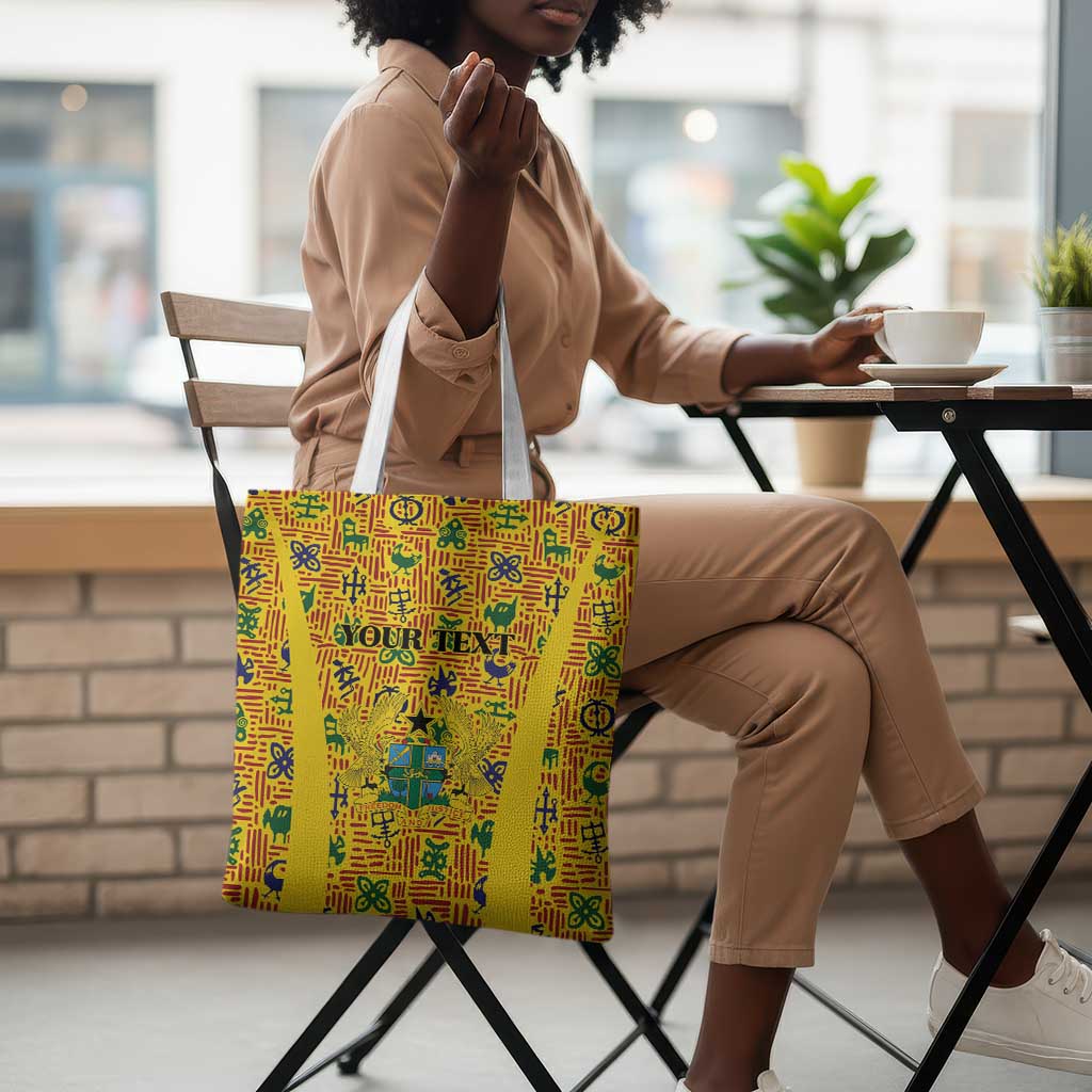 Custom Ghana Football Tote Bag Yellow Adinkra Pattern - Wonder Print Shop