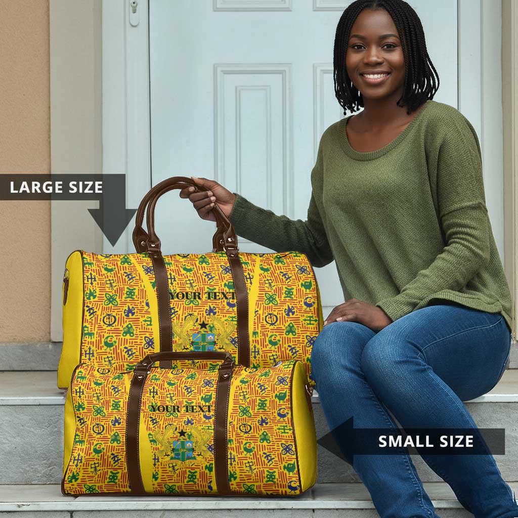 Custom Ghana Football Travel Bag Yellow Adinkra Pattern - Wonder Print Shop