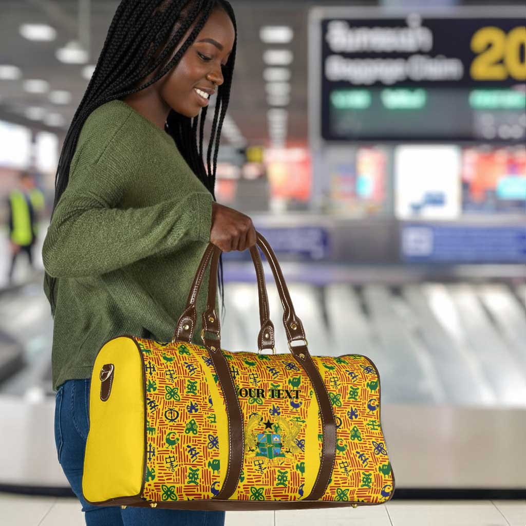 Custom Ghana Football Travel Bag Yellow Adinkra Pattern - Wonder Print Shop