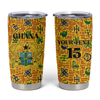 Custom Ghana Football Tumbler Cup Yellow Adinkra Pattern - Wonder Print Shop