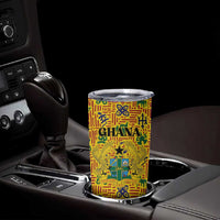Custom Ghana Football Tumbler Cup Yellow Adinkra Pattern - Wonder Print Shop