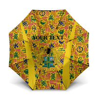 Custom Ghana Football Umbrella Yellow Adinkra Pattern - Wonder Print Shop